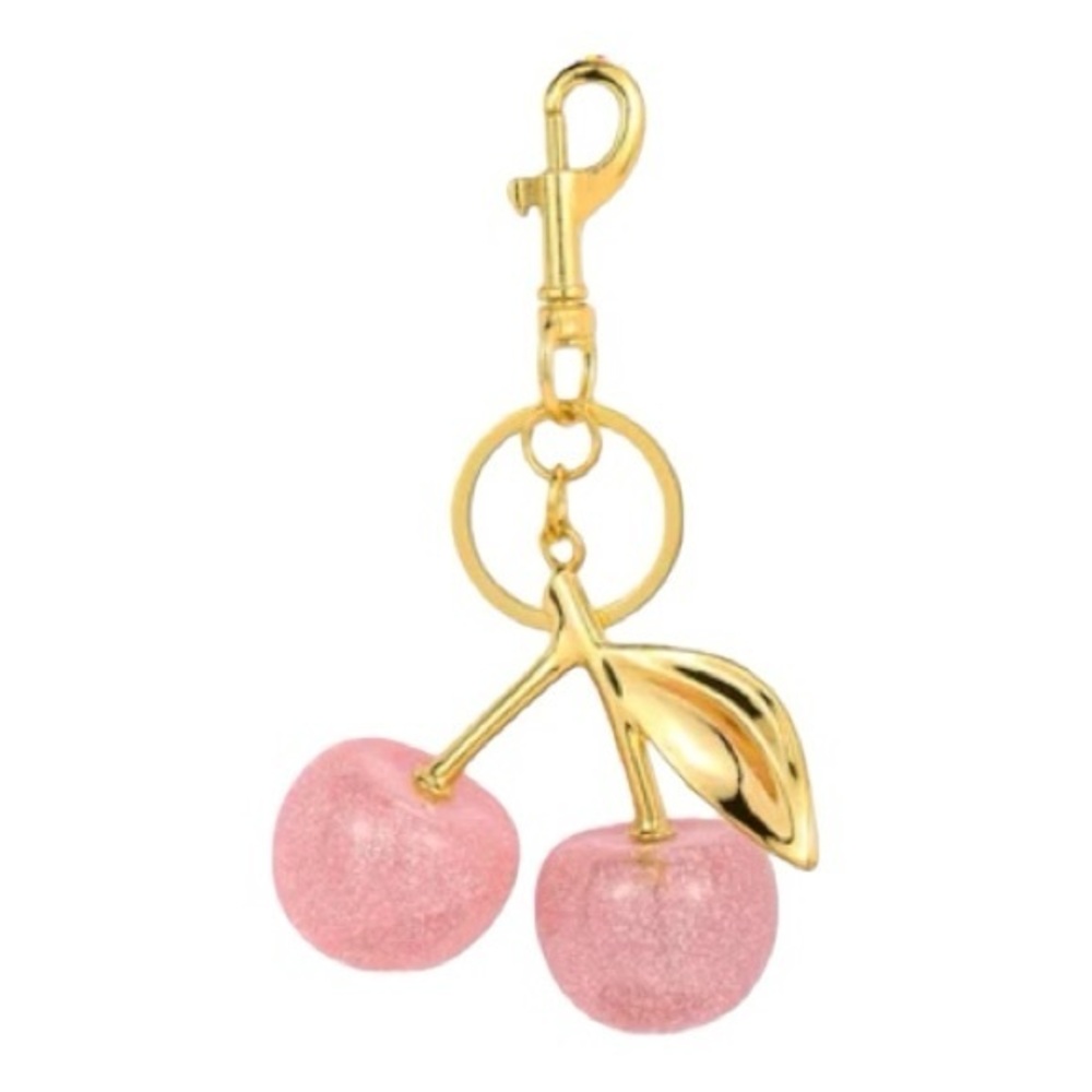 3/$25 Pink Cherry Keychain with Gold Accents